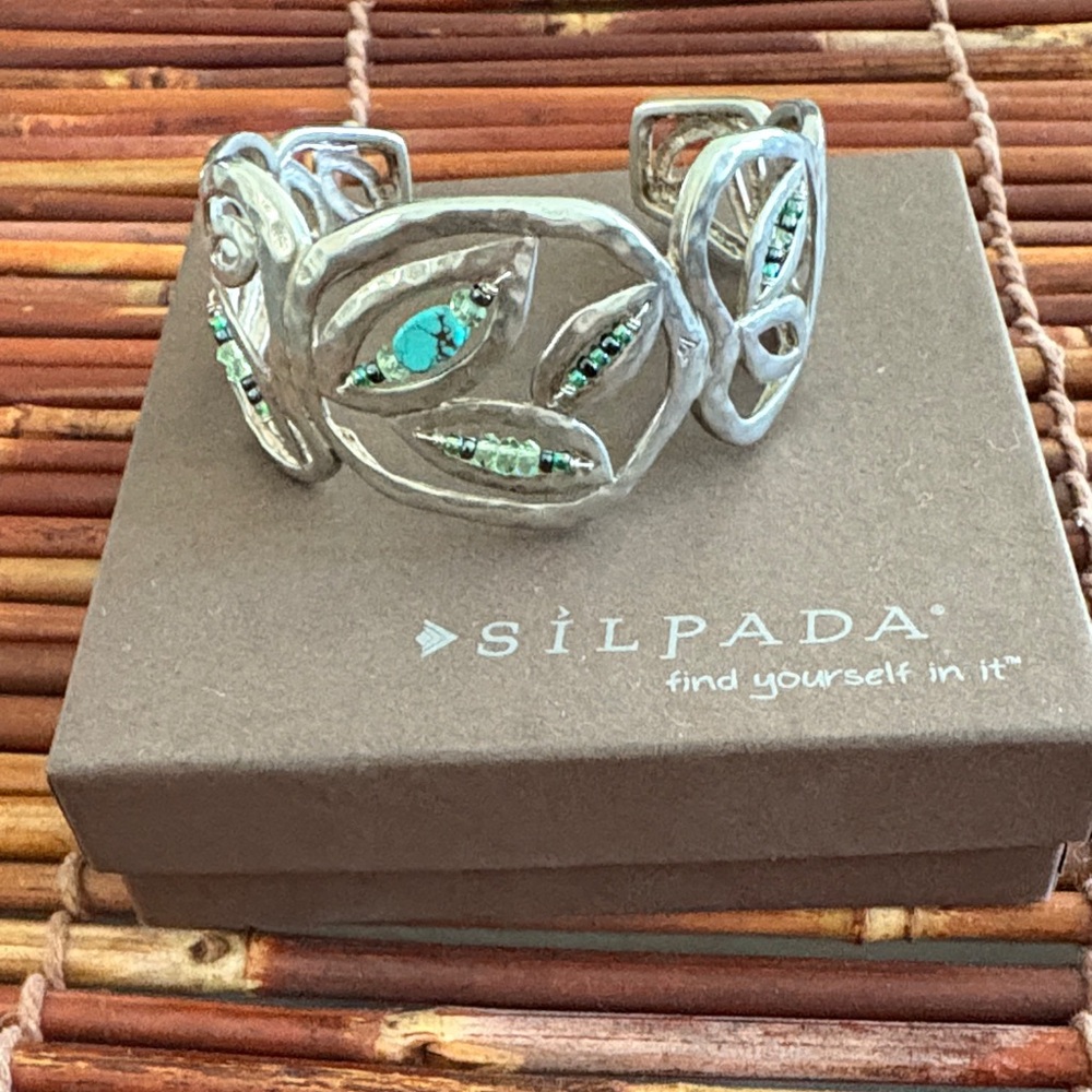 Silpada Silver Bracelet with Turquoise Highlights